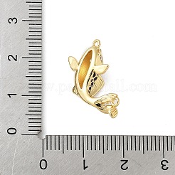 真鍮製エナメルペンダント  キュービックジルコニアの魚型チャーム付き  ラックめっき  カドミウムフリー＆鉛フリー  長持ちメッキ  18KGP本金メッキ  ブルー  20x12x6.5mm  穴：0.8mm&nbsp;KK-B148-12G-02
