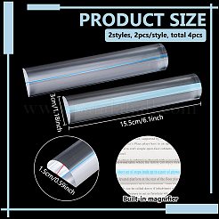 4Pcs 2 Styles Acrylic Magnifying Glass Ruler for Reading&nbsp;OFST-FG0001-02A