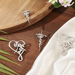 4Pcs 2 Styles Faith Theme Zinc Alloy Brooch&nbsp;JEWB-CA0001-90