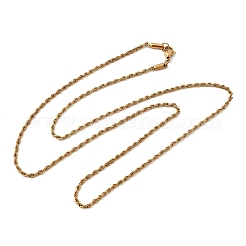 2mm ユニセックス 304ステンレススチール ロープチェーンネックレス  ゴールドカラー  23.62インチ（60cm）&nbsp;NJEW-P395-16G