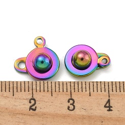 イオンプレーティング（IP）201ステンレススチールスナップ留め  ラウンド  虹色  15x9.5x5mm  穴：1mmと2mm&nbsp;STAS-F139-082M