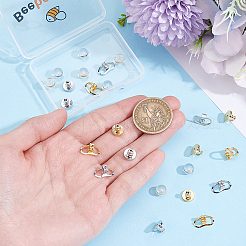 24個6スタイルのシリコンイヤーナット  ベルトピアスバックキャッチ  真鍮パーツ  プラチナ·ゴールデン  6~7.5x5~8mm  穴：0.7mm  4個/スタイル&nbsp;SIL-BBC0001-05