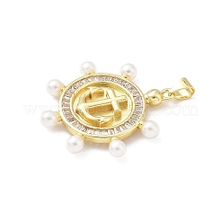 Brass Micro Pave Clear Cubic Zirconia Pendants&nbsp;KK-B141-23G