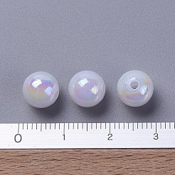 環境に優しいポリスチレンアクリルビーズ  ABカラーメッキ  ラウンド  ホワイト  8mm  穴：1mm  約2000個/500g&nbsp;PL425-8