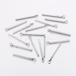 変色しにくい304ステンレススチールペンダント  長方形/棒  ステンレス鋼色  28x1.5x1.5mm  穴：2mm&nbsp;X-STAS-P186-05P-28mm