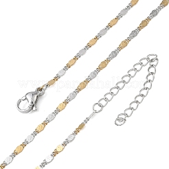 Two Tone 2MM 304 Stainless Steel Oval Link Chain Necklaces&nbsp;NJEW-D328-02GP