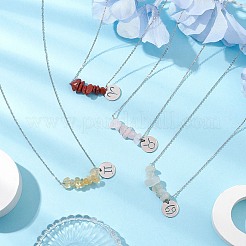 12Pcs 12 Styles Natural Gemstone & Constellation Pendant Necklaces&nbsp;NJEW-JN05084