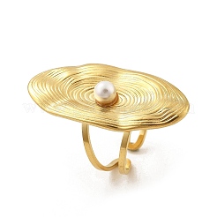 Oval 304 Stainless Steel Open Cuff Ring&nbsp;RJEW-R014-01G