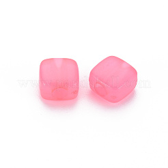 模造ゼリーアクリルビーズ  正方形  ショッキングピンク  8x8x5.5mm  穴：2.5mm  約1800個/500g&nbsp;MACR-S373-98-E09