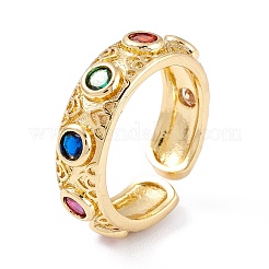 Brass Micro Pave Cubic Zirconia Cuff Rings&nbsp;X-RJEW-M138-09G