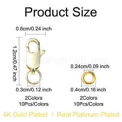 真鍮カニカン  丸カン付き  14KGP本金メッキ  4~12x4~6x0.8~3mm  穴：2.4~3mm&nbsp;DIY-YW0009-37G