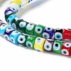 手作りナザールボンジュウランプワークビーズ連売り  コラム  カラフル  7~8x5mm  穴：1.4mm  約40個/連  8.27~8.66インチ（21~22cm）&nbsp;LAMP-F024-01A-04
