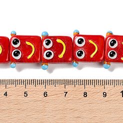 手作りランプワークビーズ連売り  ロボット  レッド  16x19.5x9.5mm  穴：1.8mm  約30個/連  18.90''（48センチメートル）&nbsp;LAMP-Q036-07F