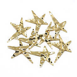 真鍮チャーム  カドミウムフリー＆ニッケルフリー＆鉛フリー  スター  18KGP本金メッキ  42x34x1mm  穴：1mm&nbsp;KK-T032-121G