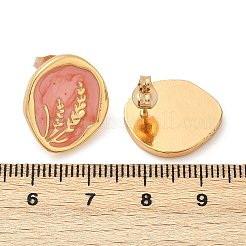 304 Stainless Steel Oval Stud Earrings&nbsp;STAS-D368-02G