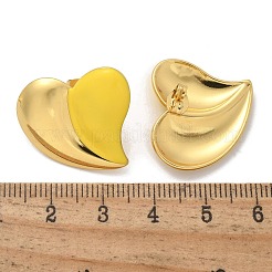 ハート 304 ステンレス スタッド イヤリング  エナメル  ゴールドカラー  ゴールド  21.5x24mm&nbsp;EJEW-A130-01G-02