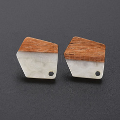 Two Tone Resin & Walnut Wood Stud Earring Findings&nbsp;MAK-N032-032