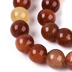 天然の金色のシルク翡翠ビーズ連売り  スムーズなラウンド  8~8.5mm  穴：0.8~1mm  約44~47個/連  14.37~15.35インチ（36.5~39cm）&nbsp;G-Q601-13A-05