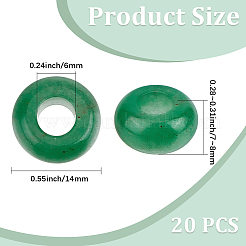 天然グリーンアベンチュリンヨーロピアンビーズ20個  大穴ビーズ  ロンデル  14x7~8mm  穴：6mm&nbsp;G-PA0002-34C