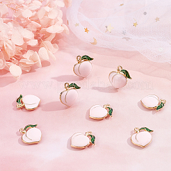 ライトゴールドメッキの合金エナメルペンダント  桃  パールピンク  17x16.5x1.5mm  穴：1.4mm  50個/箱&nbsp;ENAM-SC0002-75