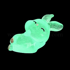 蓄光樹脂ウサギの飾り  暗闇で光る  マイクロランドスケープガーデン装飾  ライトブルー  23x37x17mm&nbsp;DJEW-R011-02D