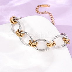 Two Tone 304 Stainless Steel Link Chain Bracelets for Women&nbsp;SA-CBA7B26-05GP-02