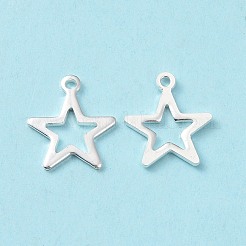 304ステンレススチールチャーム  スター  銀  14.5x12.5x1mm  穴：1.2~1.4mm&nbsp;X-STAS-L234-095S