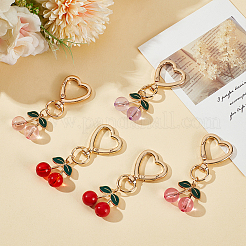 5Pcs 5 Colors Cherry Alloy Enamel Swivel Keychains&nbsp;KEYC-ME0001-05