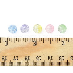100個5色透明クラックルアクリルビーズ  ラウンド  ミックスカラー  8x7.5mm  穴：1.8mm  約20PCS /カラー&nbsp;CACR-FS0001-02