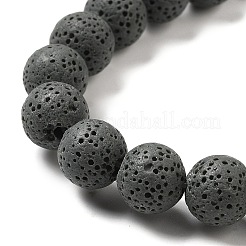 天然溶岩岩ビーズ連売り  染め  ラウンド  ダークスレートグレー  8mm  穴：約2mm  約52個/連  15.5インチ&nbsp;G-L435-03-8mm-22