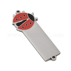 304ステンレススチールレッドエナメルコネクタチャーム  ステンレス鋼色  てんとう虫  31x11x1mm  穴：1.2mm&nbsp;STAS-P377-16P-A
