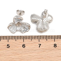 ブラスエナメルスタッドピアスのパーツ  花  片穴パーツ用  長持ちメッキ  鉛フリー＆カドミウムフリー  プラチナ  14.5x15mm  ピン：0.8mm&nbsp;KK-CBA58F9-01P-02