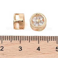 真鍮パヴェ透明ガラスマルチ連リンク  花付きフラットラウンド  ニッケルフリー  ゴールドカラー  9x6mm  穴：5x2mm&nbsp;KK-B100-009G
