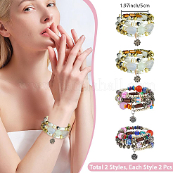 4Pcs 2 Colors Boho Multi-strand Irregular Synthetic Turquoise Beads Wrap Bracelet&nbsp;BJEW-PA0001-07