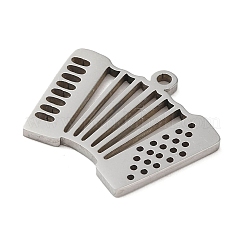 変色しない201ステンレススチールペンダント5個  レーザー切断  オルガンチャーム  ステンレス鋼色  13.5x16x1mm  穴：1.2mm&nbsp;STAS-B064-12P