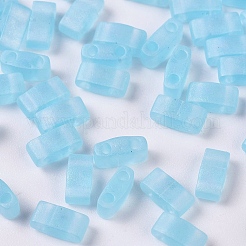 MIYUKIハーフティラビーズ  日本製シードビーズ  2の穴  （htl148fr）マット透明アクアアブ  5x2.3x1.9mm  穴：0.8mm  約12500個/500g&nbsp;SEED-MY05-HTL148FR