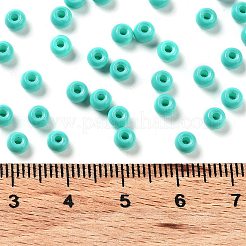 焼付塗装ガラスシードビーズ  ラウンド  ライトシーグリーン  4x3mm  穴：1.2mm  約7650個/ポンド&nbsp;SEED-H002-I-B507