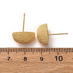 真鍮のテクスチャードスタッドピアス  ニッケルフリー  18KGP本金メッキ  馬の目  14x7mm&nbsp;EJEW-A143-02A-G