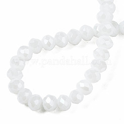 電気メッキガラスビーズセット  パール光沢メッキ  多面カット  ロンデル  ホワイト  10x8mm  穴：1mm  約60~61個/連  46~48cm&nbsp;X-EGLA-A034-P10mm-A21