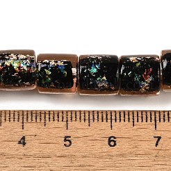 手作りの二色性箔ガラスビーズ連売り  バレル  ライトサーモン  9x9mm  穴：2mm  約35個/連  12.80''（32.5センチメートル）&nbsp;DICH-U001-09C