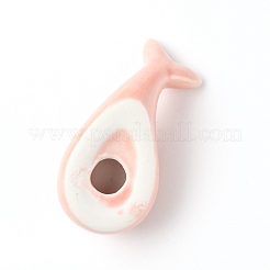 (クリアランスセール)磁器箸置き  イルカの形  ピンク  72x34x21mm  穴：12~13mm&nbsp;DJEW-WH0011-41C