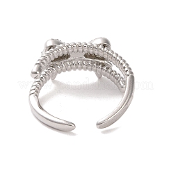 Brass Micro Pave Cubic Zirconia Open Cuff Ring&nbsp;RJEW-K256-58E-P