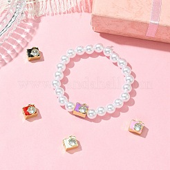 5Pcs 5 Colors Brass Pave Clear Cubic Zirconia Beads&nbsp;KK-CJ0002-80