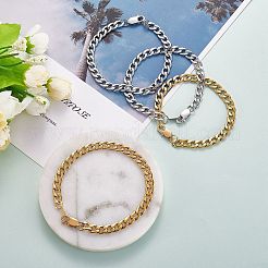 2セット2色カップルブレスレットセット  PVD真空メッキ304ステンレススチールキューバチェーンブレスレット  カニカン付き  ゴールデン·ステンレス鋼色  2個/セット&nbsp;BJEW-SZ0001-34