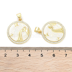 Brass Micro Pave Clear Cubic Zirconia Pendants&nbsp;KK-L213-010G-07