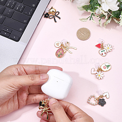 6 個 6 スタイル PVC モバイル防塵プラグ  合金エナメルとプラスチックパールペンダント付き  花/ハート/ちょう結び  ゴールドカラー  ミックスカラー  42~48mm  1個/スタイル&nbsp;HJEW-BM00048