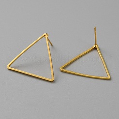 ゴールデンブラス中空幾何学スタッドピアス  三角形  22x24mm&nbsp;EJEW-WH0012-127B
