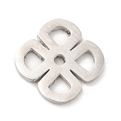 変色しない304ステンレススチールスペーサービーズ  テクスチャ  花  ステンレス鋼色  12x12x1mm  穴：1.2mm&nbsp;STAS-G295-49P