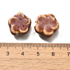手作りの陶器ビーズ  花  シエナ  14.5x15x6.5mm  穴：2mm&nbsp;PORC-H013-02-17