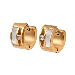 304 Stainless Steel Cubic Zirconia Hoop Earrings for Women&nbsp;SA-CBAF36C-01G